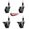 Service Caster 3'' Black Poly Wheel Swivel 1-1/8'' Expanding Stem Caster Set 2 Brakes, 4PK SCC-EX20S314-PPUB-BLK-2-PLB-2-118 - alternate 2